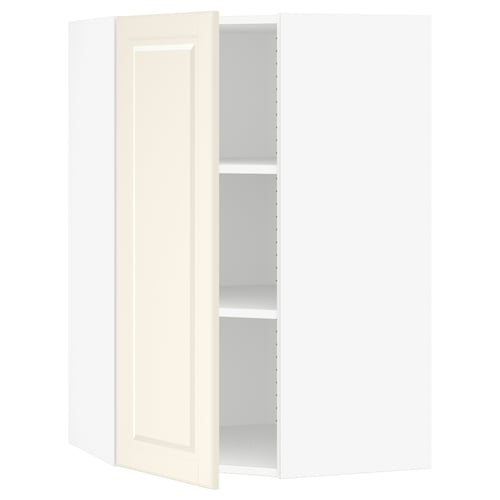 SEKTION Gabinete de pared esquina+estantes, blanco/Bodbyn color hueso, 26x15x40 "