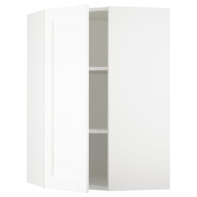 SEKTION Gabinete de pared esquina+estantes, blanco Enköping/blanco efecto madera, 26x15x40 "