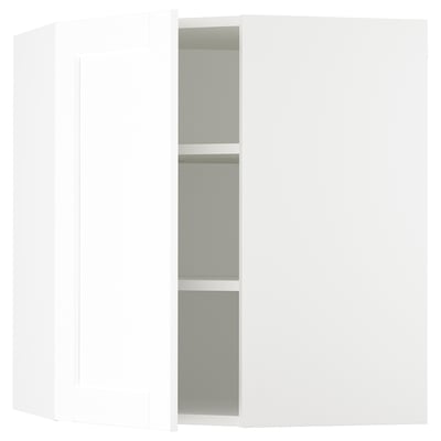 SEKTION Gabinete de pared esquina+estantes, blanco Enköping/blanco efecto madera, 26x15x30 "