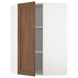 SEKTION Gabinete de pared esquina+estantes, blanco Enköping/marrón efecto de nogal, 26x15x40 "