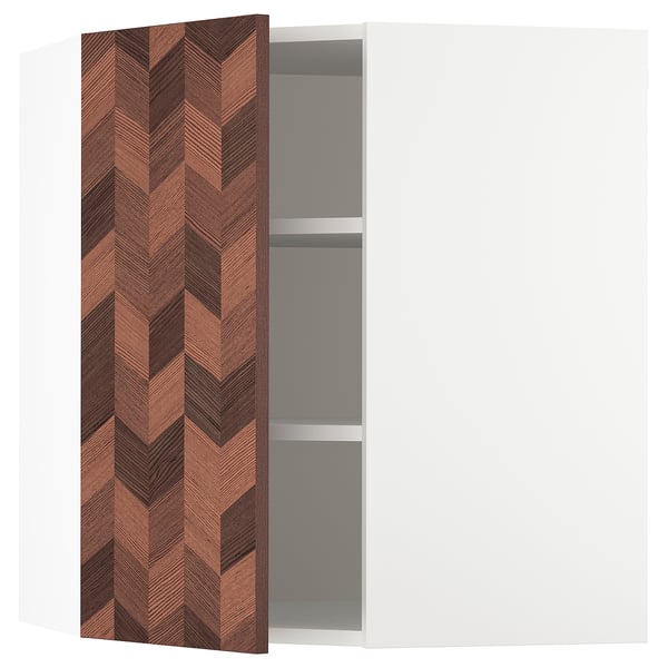 SEKTION Gabinete de pared esquina+estantes, blanco Hasslarp/marrón zurdo, 26x15x30 "