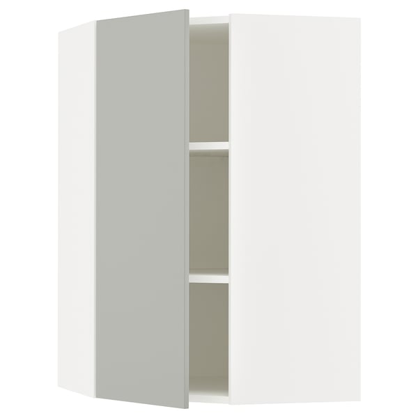 SEKTION Gabinete de pared esquina+estantes, blanco/Havstorp gris claro, 26x15x40 "