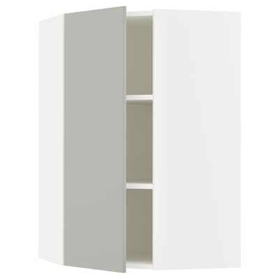 SEKTION Gabinete de pared esquina+estantes, blanco/Havstorp gris claro, 26x15x40 "