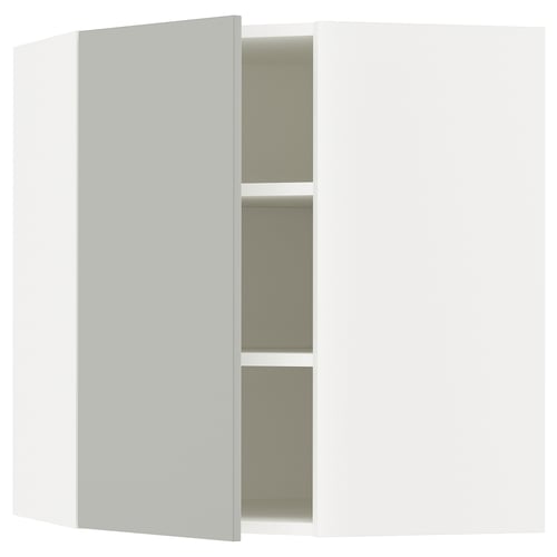 SEKTION Gabinete de pared esquina+estantes, blanco/Havstorp gris claro, 26x15x30 "