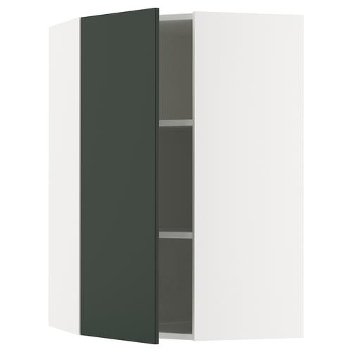 SEKTION Gabinete de pared esquina+estantes, blanco/Havstorp verde oscuro, 26x15x40 "