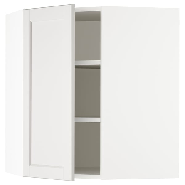 SEKTION Gabinete de pared esquina+estantes, blanco/Lerhyttan gris claro, 26x15x30 "