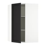 SEKTION Gabinete de pared esquina+estantes, blanco/Lerhyttan teñido en negro, 26x15x40 "