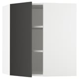 SEKTION Gabinete de pared esquina+estantes, blanco/Nickebo antracita mate, 26x15x30 "