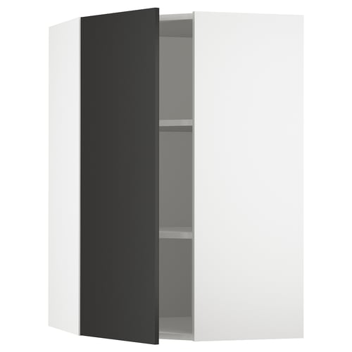 SEKTION Gabinete de pared esquina+estantes, blanco/Nickebo antracita mate, 26x15x40 "