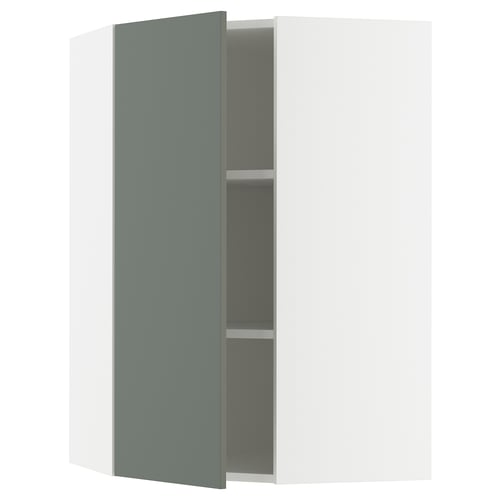 SEKTION Gabinete de pared esquina+estantes, blanco/Nickebo verde grisáceo mate, 26x15x40 "