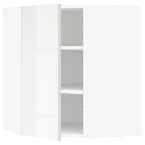SEKTION Gabinete de pared esquina+estantes, blanco/Ringhult blanco, 26x15x30 "