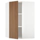 SEKTION Gabinete de pared esquina+estantes, blanco/Tistorp efecto nogal marrón, 26x15x40 "