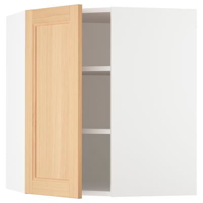 SEKTION Gabinete de pared esquina+estantes, blanco/Vedhamn roble, 26x15x30 "