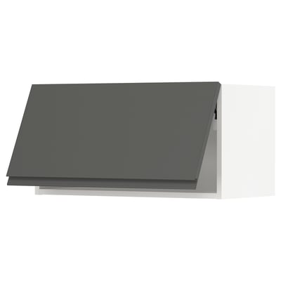SEKTION Gabinete de pared horizontal, blanco/Voxtorp gris oscuro, 30x15x15 "