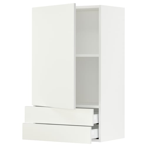 SEKTION Gabinete de pared+puerta/2 cajones, blanco/Vallstena blanco, 24x15x40 "