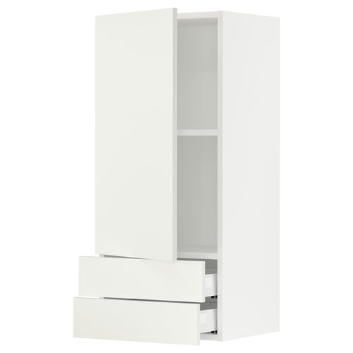 SEKTION Gabinete de pared+puerta/2 cajones, blanco/Vallstena blanco, 18x15x40 "