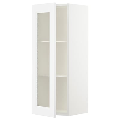 SEKTION Gabinete de pared+puerta de vidrio, blanco/Axstad blanco mate, 15x15x40 "