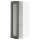 SEKTION Gabinete de pared+puerta de vidrio, blanco/Axstad gris oscuro, 15x15x40 "