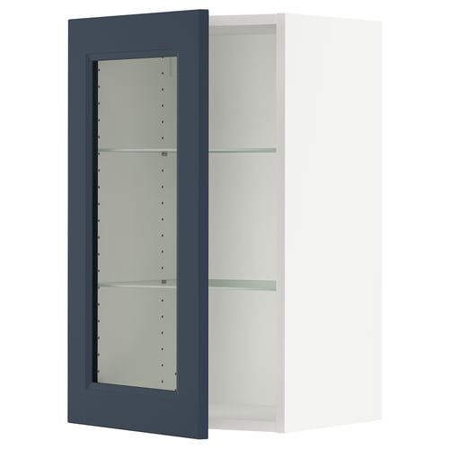 SEKTION Gabinete de pared+puerta de vidrio, blanco Axstad/mate azul, 18x15x30 "