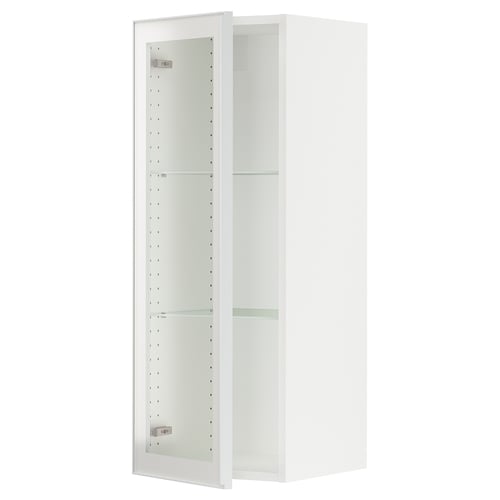 SEKTION Gabinete de pared+puerta de vidrio, blanco/Hejsta vidrio transparente blanco, 15x15x40 "
