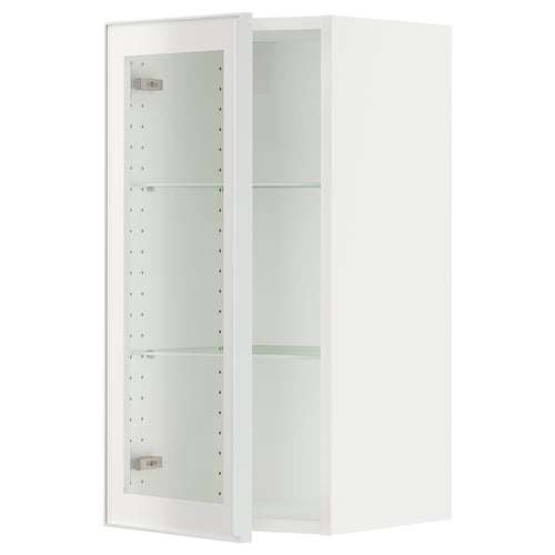 SEKTION Gabinete de pared+puerta de vidrio, blanco/Hejsta vidrio transparente blanco, 15x15x30 "