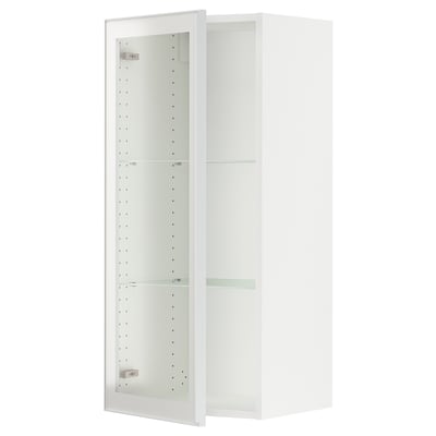 SEKTION Gabinete de pared+puerta de vidrio, blanco/Hejsta vidrio transparente blanco, 18x15x40 "