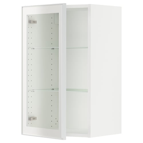 SEKTION Gabinete de pared+puerta de vidrio, blanco/Hejsta vidrio transparente blanco, 18x15x30 "