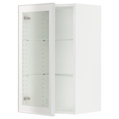 SEKTION Gabinete de pared+puerta de vidrio, blanco/Hejsta vidrio transparente blanco, 18x15x30 "