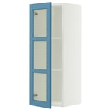 SEKTION Gabinete de pared+puerta de vidrio, blanco/Lerhyttan azul, 15x15x40 "