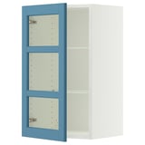 SEKTION Gabinete de pared+puerta de vidrio, blanco/Lerhyttan azul, 18x15x30 "