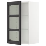 SEKTION Gabinete de pared+puerta de vidrio, blanco/Lerhyttan teñido en negro, 18x15x30 "