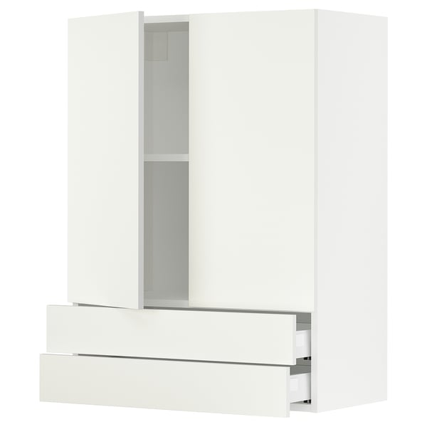 SEKTION Gabinete pared+2 puertas/2 cajones, blanco/Vallstena blanco, 30x15x40 "