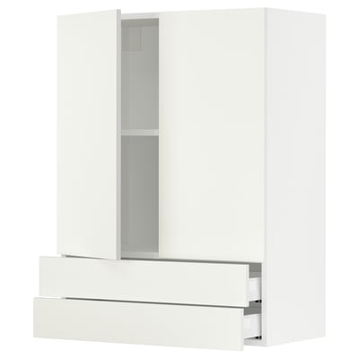 SEKTION Gabinete pared+2 puertas/2 cajones, blanco/Vallstena blanco, 30x15x40 "