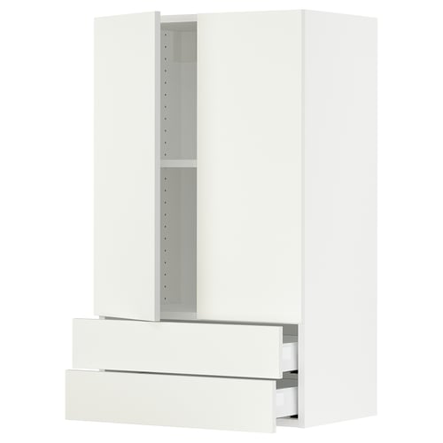 SEKTION Gabinete pared+2 puertas/2 cajones, blanco/Vallstena blanco, 24x15x40 "