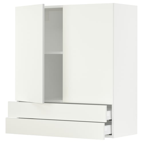 SEKTION Gabinete pared+2 puertas/2 cajones, blanco/Vallstena blanco, 36x15x40 "