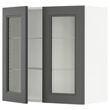 SEKTION Gabinete pared+2 puertas de vidrio, blanco/Axstad gris oscuro, 30x15x30 "