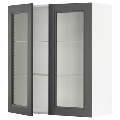 SEKTION Gabinete pared+2 puertas de vidrio, blanco/Axstad gris oscuro, 36x15x40 "