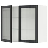 SEKTION Gabinete pared+2 puertas de vidrio, blanco/Hejsta vidrio acanalado antracita, 36x15x30 "