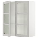 SEKTION Gabinete pared+2 puertas de vidrio, blanco/Lerhyttan gris claro, 36x15x40 "