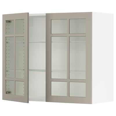 SEKTION Gabinete pared+2 puertas de vidrio, blanco/Stensund beige, 36x15x30 "