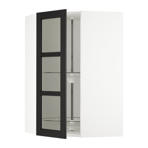 SEKTION Gabinete pared esq+stn gira/cjn vdr, blanco/Lerhyttan teñido en negro, 26x15x40 "