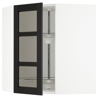 SEKTION Gabinete pared esq+stn gira/cjn vdr, blanco/Lerhyttan teñido en negro, 26x15x30 "
