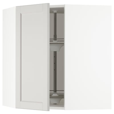 SEKTION Gabinete pared esquina+estante gira, blanco/Lerhyttan gris claro, 26x15x30 "
