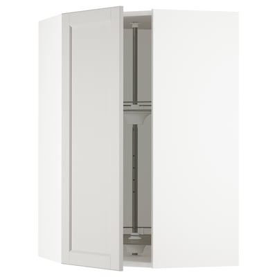SEKTION Gabinete pared esquina+estante gira, blanco/Lerhyttan gris claro, 26x15x40 "