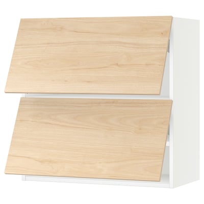 SEKTION Gabinete pared horizontal+2 puertas, blanco/Askersund efecto de fresno claro, 30x15x30 "
