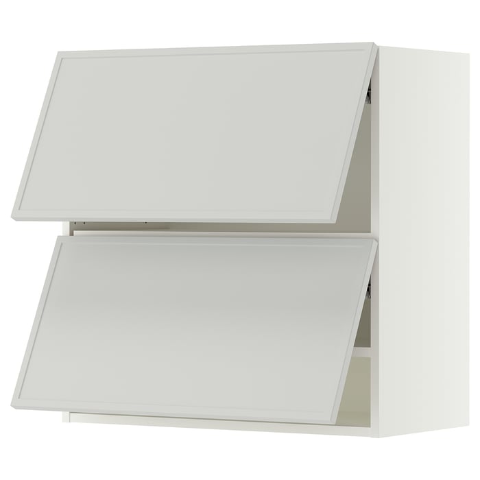 SEKTION gabinete pared horizontal+2 puertas, blanco/Aspudden gris claro ...