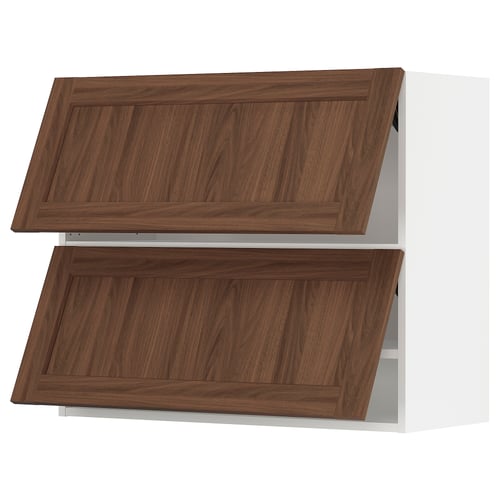 SEKTION Gabinete pared horizontal+2 puertas, blanco Enköping/marrón efecto de nogal, 36x15x30 "