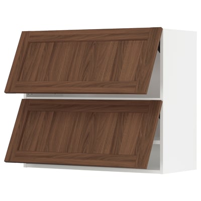 SEKTION Gabinete pared horizontal+2 puertas, blanco Enköping/marrón efecto de nogal, 36x15x30 "