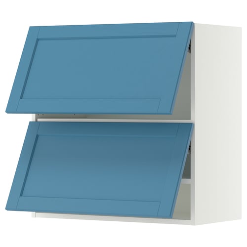 SEKTION Gabinete pared horizontal+2 puertas, blanco/Lerhyttan azul, 30x15x30 "