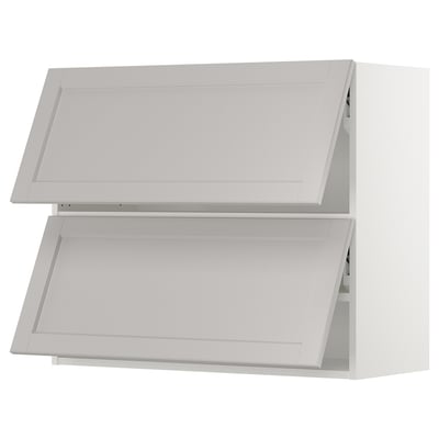 SEKTION Gabinete pared horizontal+2 puertas, blanco/Lerhyttan gris claro, 36x15x30 "